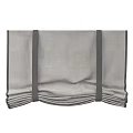Gray Roman Curtain With Pleated Design And Dark Tiebacks Linen Texture