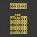 Decorative Ornament Set Of Yellow Stacked Cubes With Dark Background And Reflective Surface