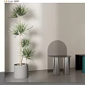 Modern Stools With Cylindrical Legs Black Tops Green Plant And Floor Lamp