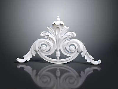 Elegant White Ornamental Corbel Featuring Intricate Scroll Designs And Finial 3d model