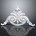 Elegant White Ornamental Corbel Featuring Intricate Scroll Designs And Finial