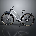 Sleek White Bicycle Featuring Front Basket Rear Rack And Modern Black Wheels