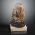 Natural Stone Sculpture With Wooden Base And Unique Artistic Texture Design