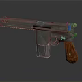 Classic Pistol With Silver Metal Body And Brown Wooden Grip Design Details
