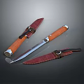 Traditional Weapon Knife With Wooden Handle Leather Sheath And Sharp Metal Blade