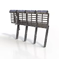 Sturdy Industrial Metal Structure With Roofed Top Multiple Pillars And Grid Panels