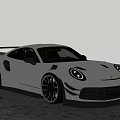 Silver Porsche Sports Car Widebody Design Black Wheels Sporty Spoiler On Coastal Road Sky Ocean