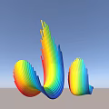 Rainbow Colored Garden Ornament With Curved Flowing Design And Vibrant Hues