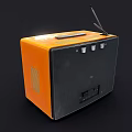 Classic Vintage Orange Retro Television with Antenna in Black Background