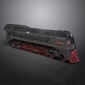 Vintage Black Steam Train Model With Red Wheels And Front Decorative Details