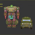 Green Robot and SUV Model with Mechanical Design and Detailed Features 3d model