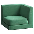 Green Single Sofa Modern Upholstered Design With Square Armrest And Comfortable Seat 3d model
