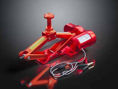 Red Electric Car Jack Equipment With Power Cable And Clamps 3d model