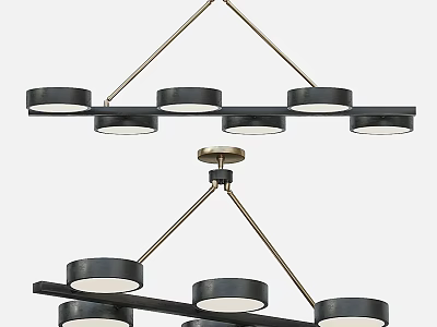 Modern Minimalist Chandelier With Multiple Circular Light Shades And Metal Frame 3d model