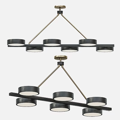 Modern Minimalist Chandelier With Multiple Circular Light Shades And Metal Frame 3d model