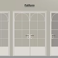 Poliform Modern Double Doors With White Frame And Glass Grid Panels 3d model