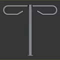 Modern Blue Metal Device Featuring Rotating Curved Arms On Central Pole