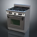 Stainless Steel Gas Range Oven With Multiple Burners Knobs And Glass Door
