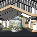 Modern Kindergarten Interior With Glasshouse Structure Colorful Balls Green Plants And Wooden Elements