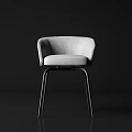 Modern Accent Chair With Curved Backrest Upholstered Seat And Black Metal Legs