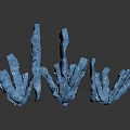 Vibrant Blue Crystalline Branch Formations With Forked Shapes And Dark Reflective Surfaces