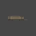 3D Model Of Octagonal Platform With Yellow Logo Metal Stairs And Grid Structure