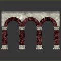 Classical Architectural Scene Component With Arched Design And Marble Columns