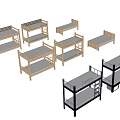 Various Double Bed Designs With Wooden Frames And Metal Accents 3d model