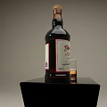 Glenfiddich 18 Year Old Whisky Bottle With Glass On Black Stand Dark Background
