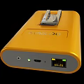 Yellow SYMBOL Power Bank With V Shape Design Indicator Light And Button 3d model