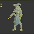3D Rendered Armored Sci Fi Character With Helmet White Armor And Green Weapon