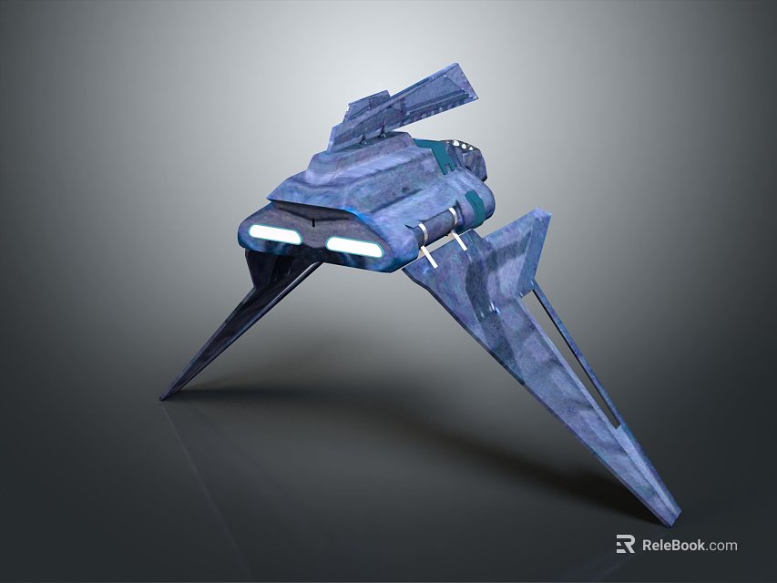Futuristic Sci Fi Spacecraft With Sleek Blue Exterior And Angular Wings 3d model 