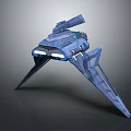 Futuristic Sci Fi Spacecraft With Sleek Blue Exterior And Angular Wings