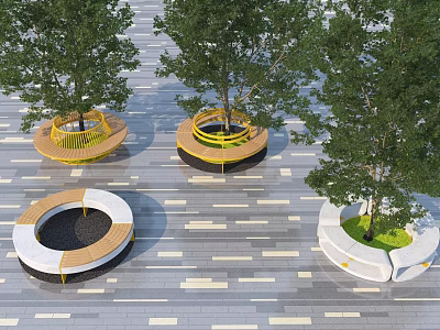 Modern Square Round Tree Pool Seat 3d model Modern Square Round Tree Pool Seat 3d model