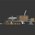 Industrial Hand Trucks With Wooden Crates Fan Part And Pallet Tools