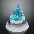 Natural Ice Landscape With Waterfall Blue Ice And White Base 3d model