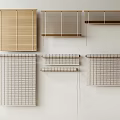 Wall Display Of Various Blinds With Wooden Metal Slats And Modern Design
