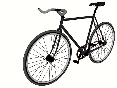 Minimalist Black Bicycle With Sleek Frame And Large Wheels For Urban Riding 3d model