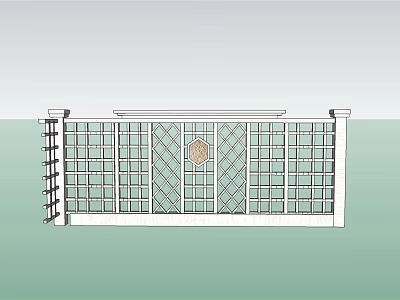 Garden Wall Design With Lattice Pattern And Central Circular Ornament 3d model