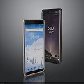 Modern Smartphones With Front Screen Display Showing Time And Scenery Wallpaper Back Design