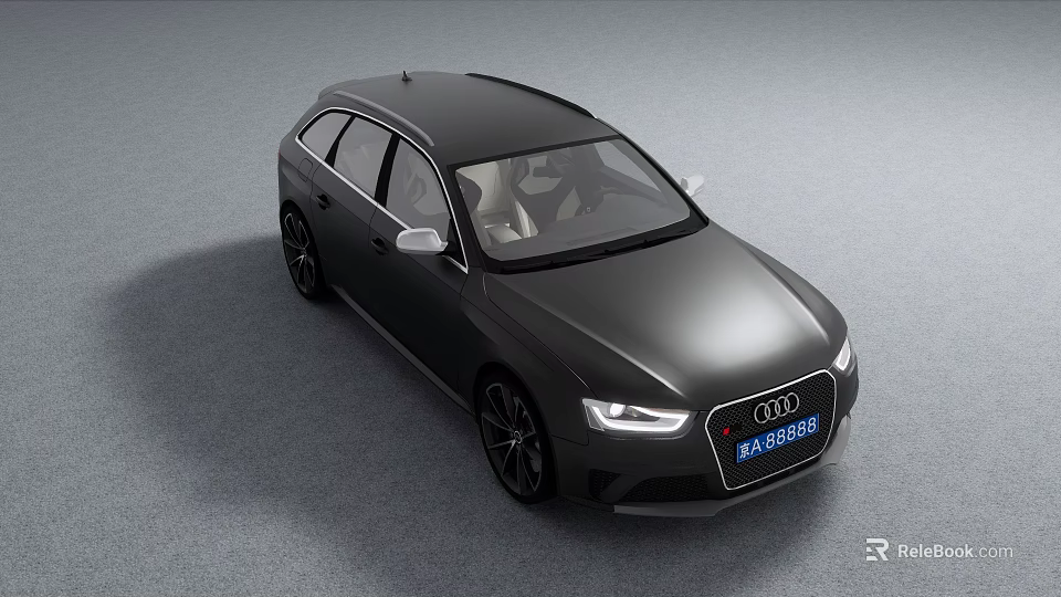 Black Audi Wagon With Sleek Exterior Design And Alloy Wheels Front Grille 3d model 