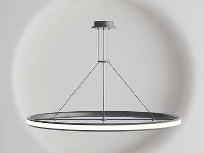 Modern Minimalist Chandelier with Circular Black Metal Frame White LED Light Edge and Suspended Design Structure 3d model