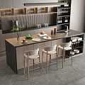 Modern Bar Chair Combination 3d model