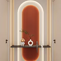 Cream Simple Style Arc Light Strip Grille Corridor End View Entrance 3d model