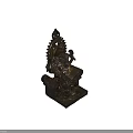 Intricate Ganesha Metal Sculpture With Decorative Carvings Holding Book And Ornate Base