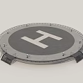 Circular Helipad Platform Design With Stairs Light Poles And Surface Marking 3d model