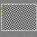 Square Rug Featuring Black And White Geometric Pattern Modern Design With Green Plant