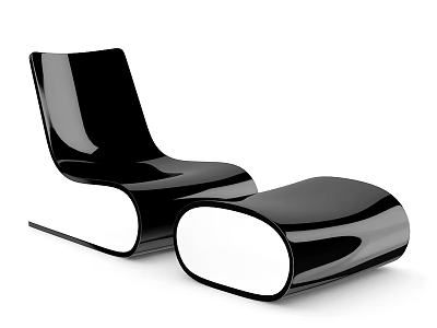 Modern Black Leisure Chair With Sleek Surface And Matching Ottoman For Living Room 3d model
