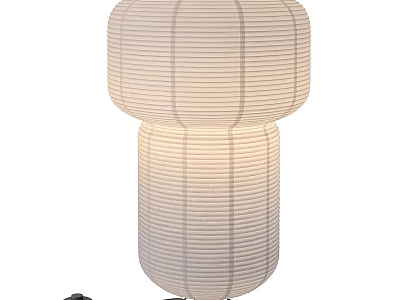 Minimalist White Striped Paper Lantern Style Table Lamp for Elegant Home Lighting 3d model