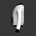 White Quilted Jacket With Black Collar Cuffs And Pockets Modern Design